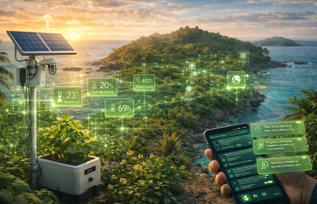 Island rural site off-grid plant monitoring